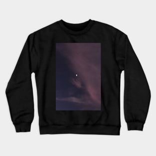 Pink sunset with clouds and half-moon. Crewneck Sweatshirt